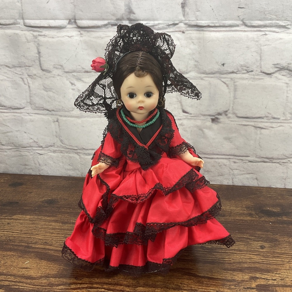 Vintage Madame Alexander 8" International Spanish Doll With Stand collectible